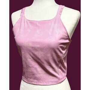 BODY & SOL Women’s Sz Large Athletic Bra Racer Back Crop Top Pink Stretch Yoga